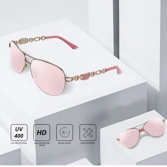 Mirrored Sunglasses metal frame UV400 women glasse - Picture 2 of 7